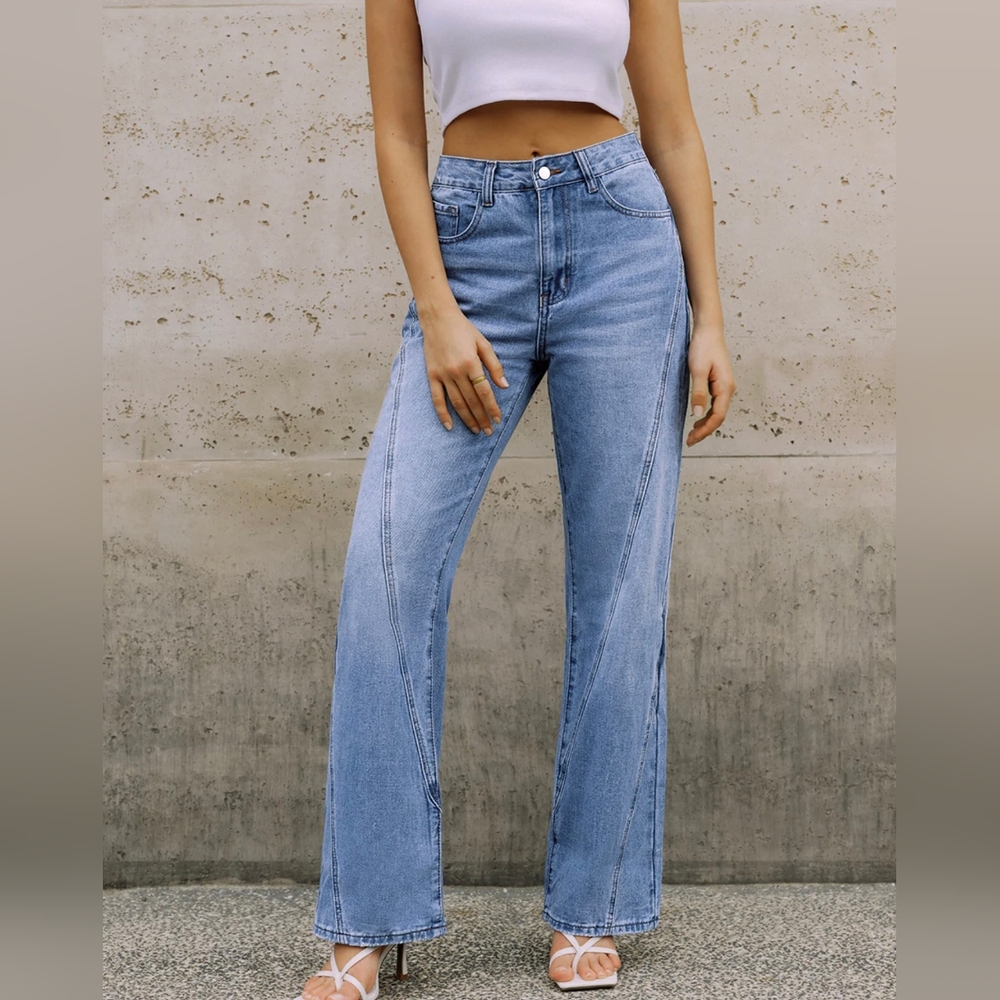 Denim Straight Leg Flair Jeans